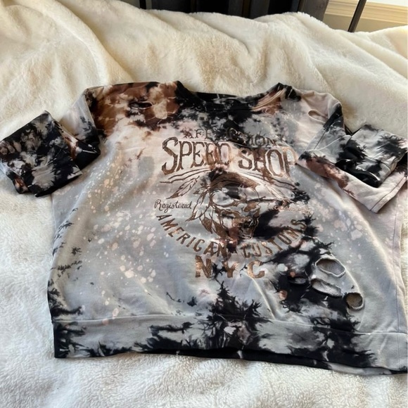 Affliction Speed Shop sweatshirt, purchased ripped and distressed, worn once - Picture 3 of 3